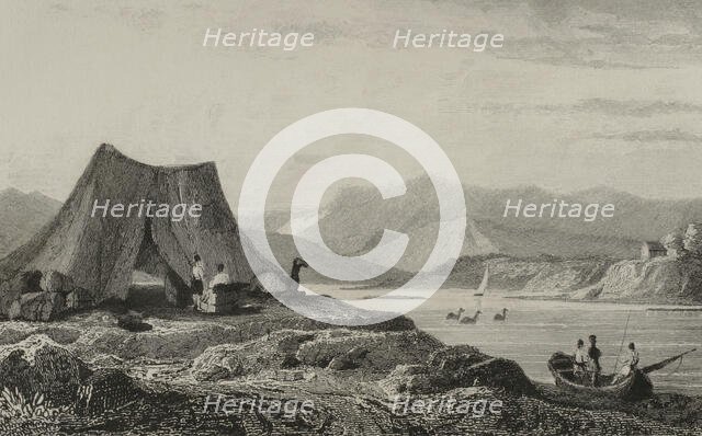 Banks of the Kura River and its tributary, Ancient Armenia, 1838.  Creator: Vanderburch.