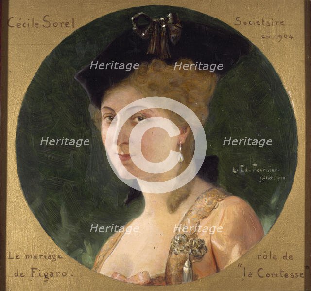 Portrait de Cécile Sorel (1873-1966), sociétaire de la Comédie-Française, dans le rôle de la...1910. Creator: Louis Edouard Paul Fournier.