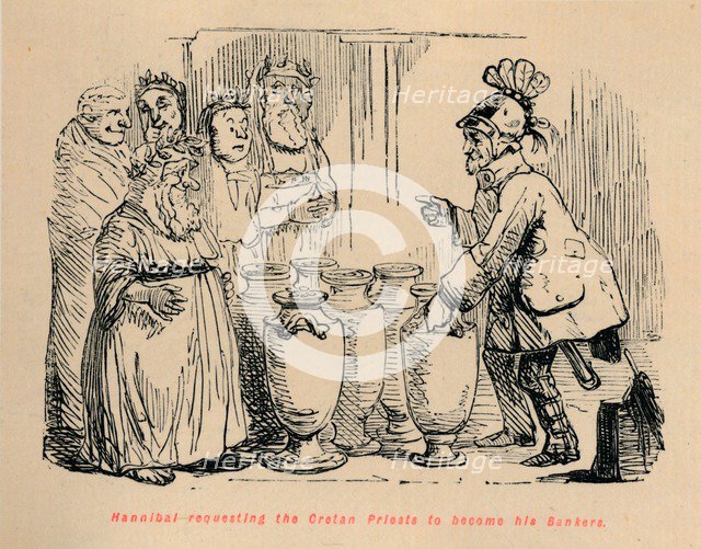 'Hannibal requesting the Cretan Priests to become his Bankers', 1852. Artist: John Leech.