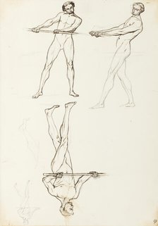 Standing male nudes, for the Albert Hall frieze, by 1871. Creator: Henry Hugh Armstead.