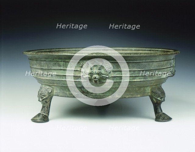 Bronze tripod basin with taotie masks, early Six Dynasties period, China, 3rd-4th century. Artist: Unknown