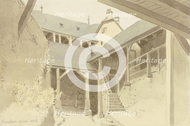 Courtyard in Braubach, 1856. Creator: Carl Theodor Reiffenstein.