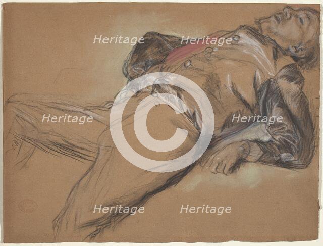 Fallen Jockey (study for "Scene from the Steeplechase: The Fallen Jockey"), c. 1866. Creator: Edgar Degas.