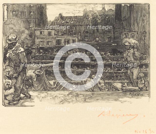 Unloading, Canal St. Martin (Les dechargeurs de platre, Canal Saint-Martin), 1890. Creator: Auguste Lepere.