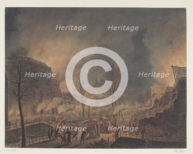 King Louis Napoleon visits the ruins...after the explosion of the powder ship..., (1807-1809).  Creator: Jan Willem Pieneman.