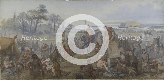 After the Battle of Fyrisvall. Proposed Decoration of the Walls in the Upper Hall , c19th century. Creator: Marten Eskil Winge.