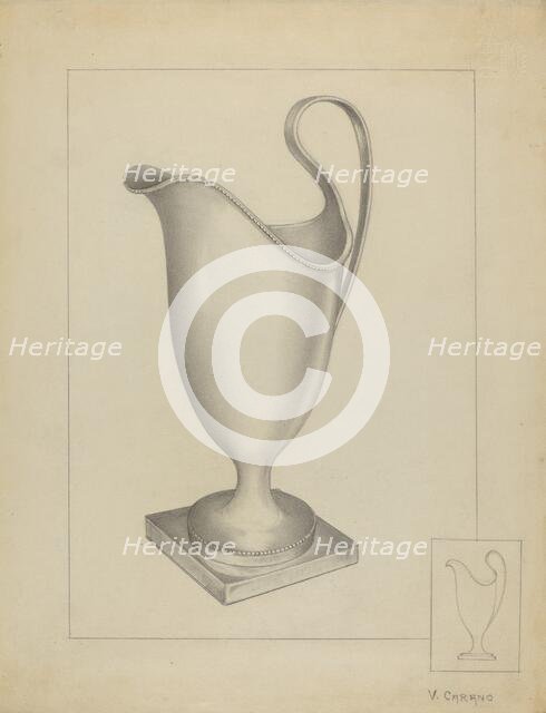 Silver Creamer, 1936. Creator: Vincent Carano.