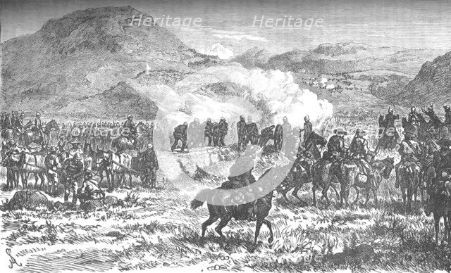 'Covering the retreat of the fifty-eighth regiment after the Battle of Laing's Nek', c1880. Artist: Unknown.