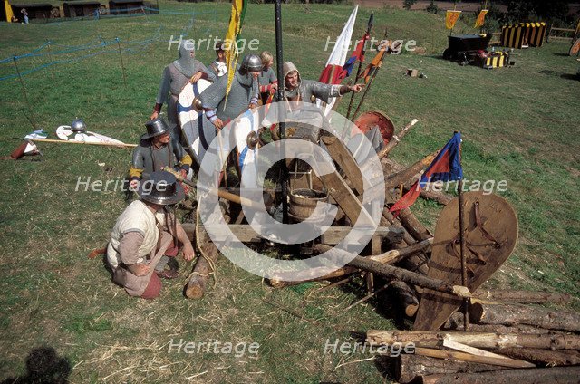 A siege engine, from a battle re-enactment. Artist: Geoffrey Davis