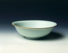 Shallow sweet white bowl with egrets in a lotus pond, Ming-Qing dynasty, China, 1640-1670. Artist: Unknown