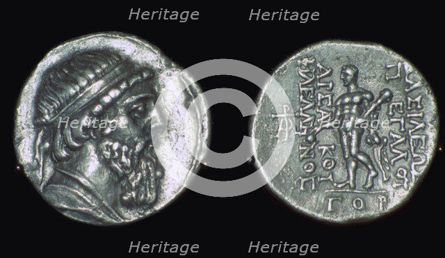 Silver tetradrachm of Mithradates I, Parthian, from Iran, 171-138 BC. Artist: Unknown