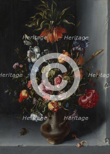 Still life with Kaiser's crown fritillary in a stone niche, 1613.  Creator: Jacob Vosmaer.