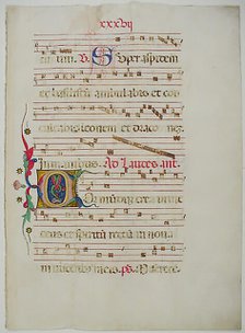 Manuscript Leaf with Initial C, from an Antiphonary, Italian, 15th century. Creator: Unknown.