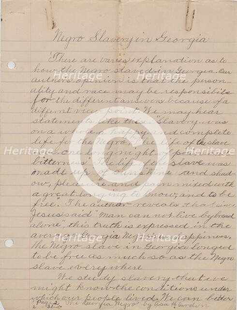 Negro Slavery in Georgia, 1940. Creator: Unknown.