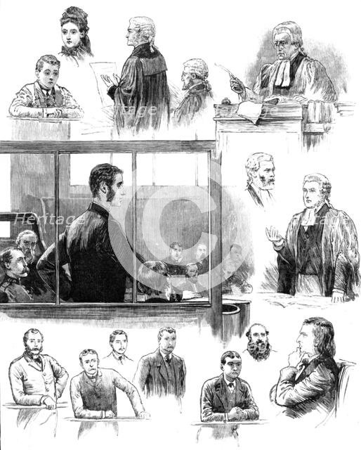 The Trial of Patrick O'Donnell at the Old Bailey for the murder of James Carey, 1883. Creator: Unknown.