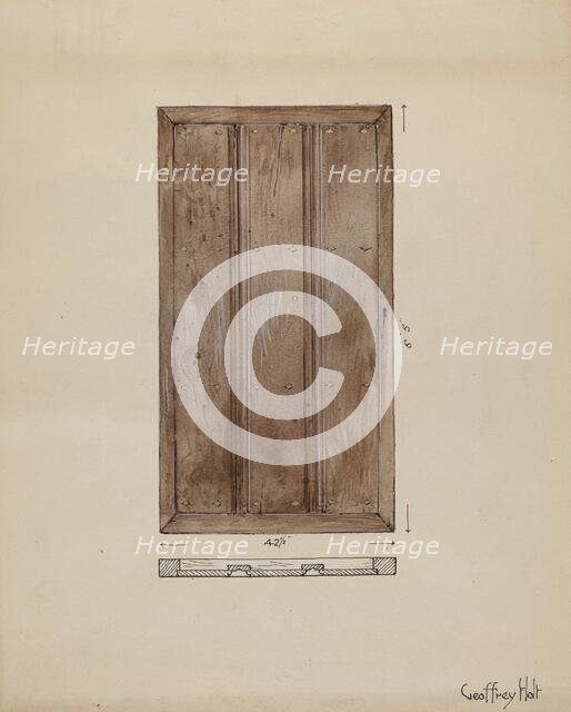 Original Outside Door to Sacristy, c. 1936. Creator: Geoffrey Holt.