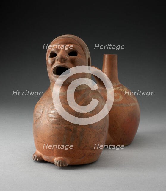 Double Chambered Vessel in the Form of Seated Figure, Possibly Deceased, 100 B.C./A.D. 500. Creator: Unknown.