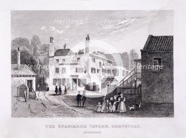 The Spaniards Inn, Hampstead Heath, Hampstead, London, c1840. Artist: Anon