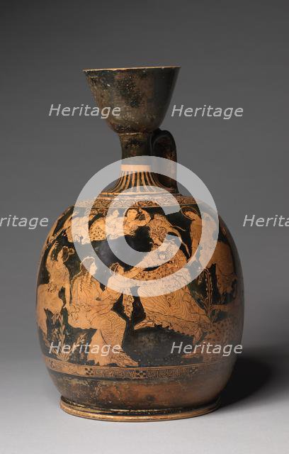 Squat Lekythos, c. 420-410 BC. Creator: Meidias Painter (Greek), attributed to.