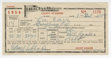 Poll tax receipt for Lee Carr from Hardin County, Texas, 1955. Creator: Unknown.
