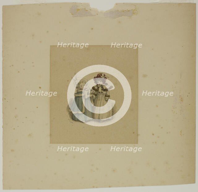 Two Little Girls in Fur-Trimmed Coats, 1900. Creator: Catherine Greenaway.