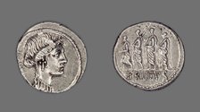 Denarius (Coin) Depicting Liberty, 54 BCE, issued by Roman Republic, M. Junius Brutus (moneyer). Creator: Unknown.