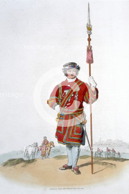 Yeoman of the King's Guard, 1805. Artist: William Henry Pyne
