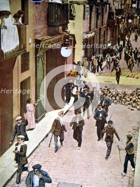 Tragic Week, barricades and demonstrations in the streets of Barcelona (26 to 31 July 1909).