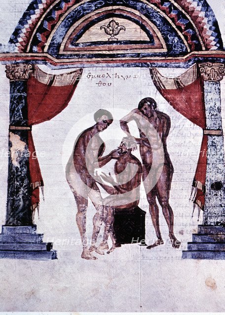 Mandibular reduction, miniature in the Surgery Codex in Comments of Apollonius, by Cizio the 8th …