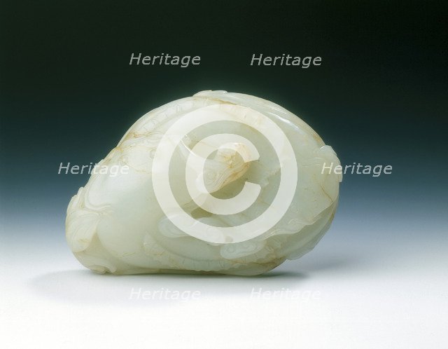 Jade of two catfish with lingzhi on a bed of waves, Qing dynasty, China, 18th century. Artist: Unknown