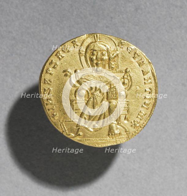 Solidus with Romanus I Lecapenus and His Son Christopher (obverse), 920-944. Creator: Unknown.