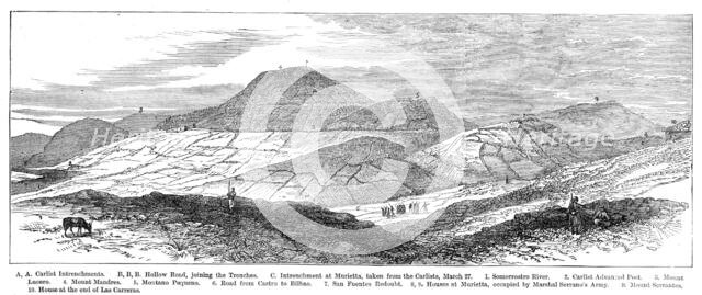 The Civil War in Spain...Monte Montano...Carlist positions: from...above San Lorenzo, 1874. Creator: Unknown.