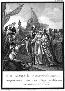 Vasily I of Moscow sends his daughter Anna to Constantinople. 1414 (From Illustrated Karamzin), 18 Artist: Chorikov, Boris Artemyevich (1802-1866)