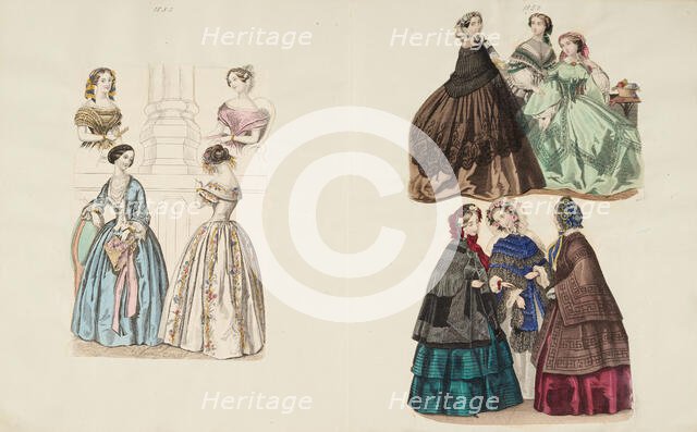 Costume plates, 1852 - 1853. Creator: Unknown.