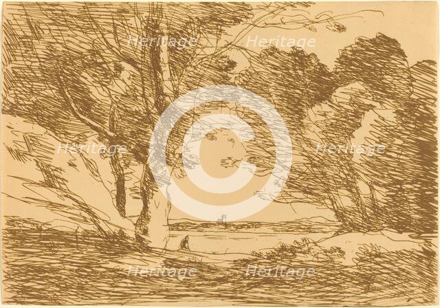 Tower on the Horizon of a Lake (Tour a l'horizon d'un lac), 1871. Creator: Jean-Baptiste-Camille Corot.