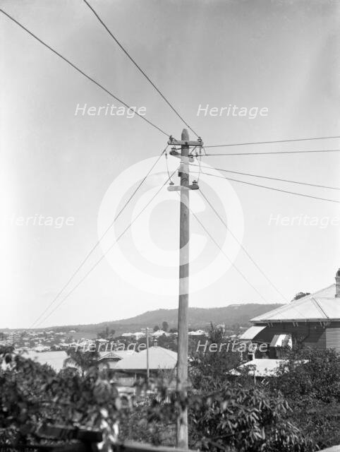 Early Brisbane power poles, c1900s. Creator: Robert Augustus Henry L'Estrange.
