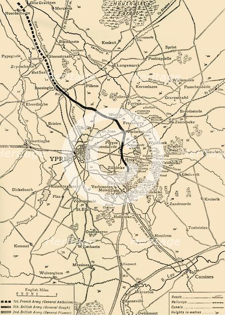 Map of Ypres, West Flanders, Belgium, First World War, (c1920). Creator: Unknown.