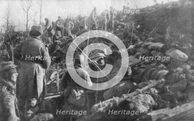 Abandoned German trenches, Eparges ridge, near Verdun, France, August 1915. Artist: Unknown