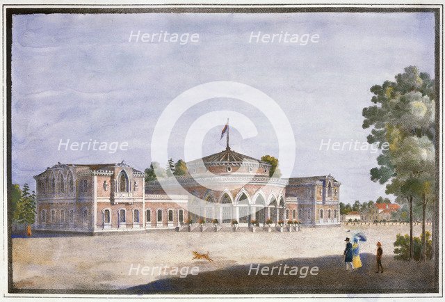 'Railway station and French restaurant in Catharinhof', St Petersburg, Russia, 19th century. Artist: Anon