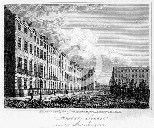 Finsbury Square, London, 1817.Artist: J Greig