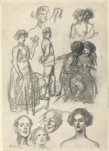 Sketches for "Lovers on a Bench", late 19th-early 20th century. Creator: Theophile Alexandre Steinlen.