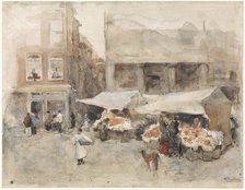 Market with flower stalls in Rotterdam, 1874-1925. Creators: George Hendrik Breitner, Floris Arntzenius.