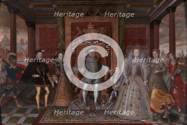 An Allegory of the Tudor Succession: The Family of Henry VIII, ca. 1590. Creator: Unknown.