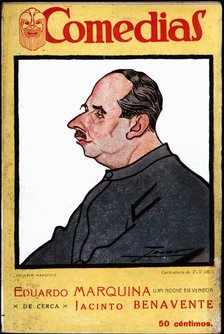 Cover of the publication 'Comedias'. Caricature of Eduardo Marquina Angulo (1879-1946). Siglo XX …