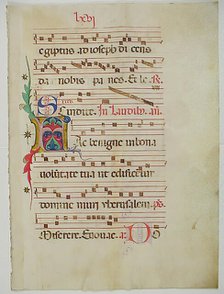 Manuscript Leaf with Initial A, from an Antiphonary, Italian, 15th century. Creator: Unknown.