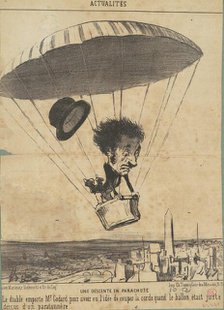 Une Descente en parachute, 19th century. Creator: Honore Daumier.