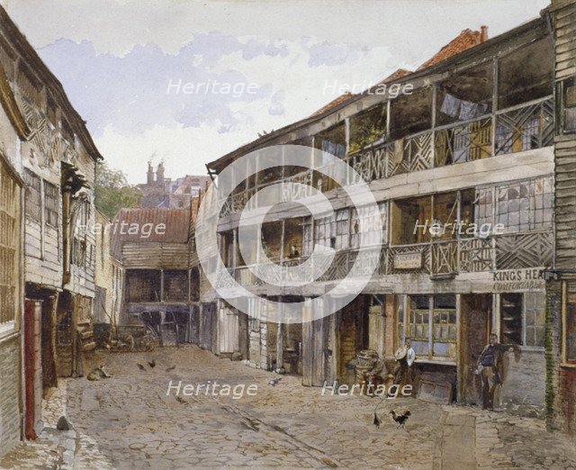 King's Head Inn and King's Head Inn Yard, Borough High Street, Southwark, London, 1879. Artist: John Crowther