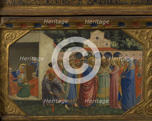 Mary and Joseph (The Annunciation retable with 5 Predella scenes), 1430-1432. Artist: Angelico, Fra Giovanni, da Fiesole (ca. 1400-1455)