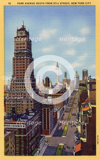 Park Avenue south from 57th Street, New York City, New York, USA, 1933. Artist: Unknown