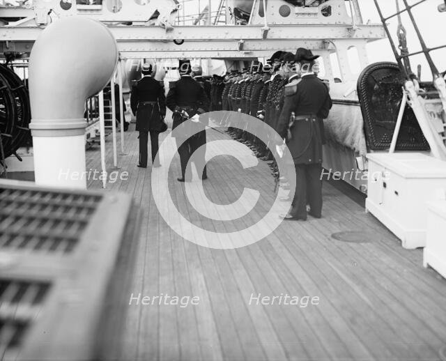 U.S.S. Chicago, receiving Admiral Schley, 1899. Creator: Unknown.